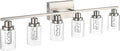 MELUCEE 6-Light LED Bathroom Vanity Light, Modern Brushed Nickel Bathroom Light Bar with Crystal Bubble Clear Glass Shade, Dimmable Bathroom Wall Sconce Lamp 3000K-6000K, Built-in LED Chips