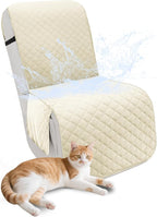 Recliner Sofa Covers 100% Waterproof Velvet L Shape Recliner Couch Covers for Dogs Pets Washable Anti Slip 1 Additional Couch Cover for Reclining Couch (Additional Seat, Ivory White)