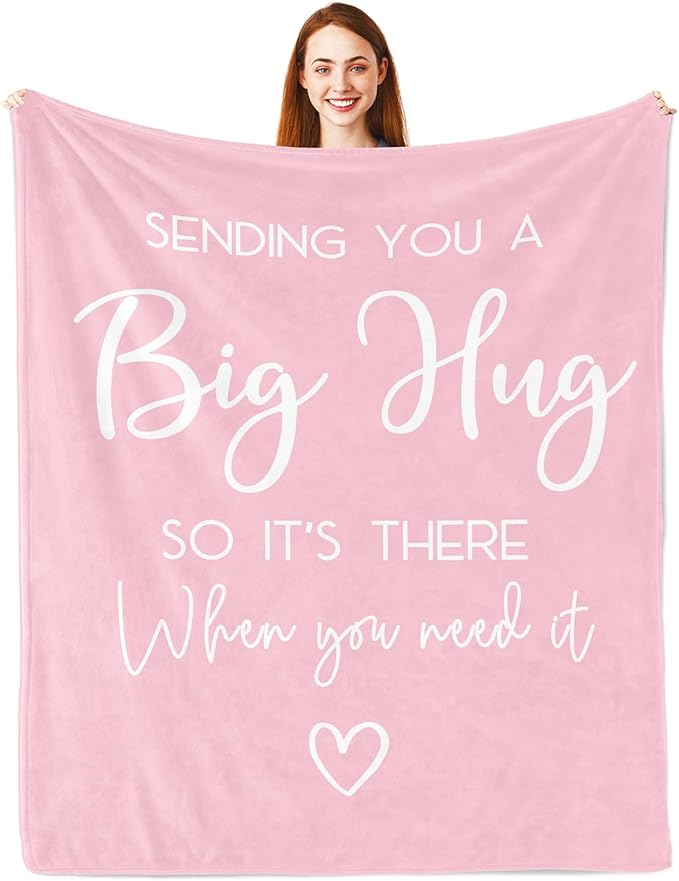 Pubrave Breast Cancer Gifts for Woman, Get Well/Inspirational/Sympathy/Thinking of You/Feel Better Gifts for Women, Healing Blanket Pink 60x50in