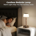 LED Cordless Lamp, 5 Colors Stepless Dimming Table Lamp, 4400mAh Rechargeable Battery with USB Charging Port, Portable Touch Bedside Light for Patio, Restaurant, Dining (1, Antique Brass)