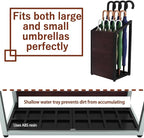 AKIRA Large Capacity Umbrella Stand for 24-Umbrellas Modern Brown Wood Grain & Gray Metal Entryway Organizer Rack Holder for Office or Lobby, Model US-US-0625-GYDB