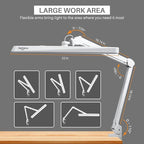 LED Architect Desk Lamp with Clamp, Metal Swing Arm 2000 Lumens Dimming Office Table Lamp for Task Work Drafting Reading Desktop, 234 LEDs,24W, 5 Color Temperatures Workbench Lamp(White,24CCT)