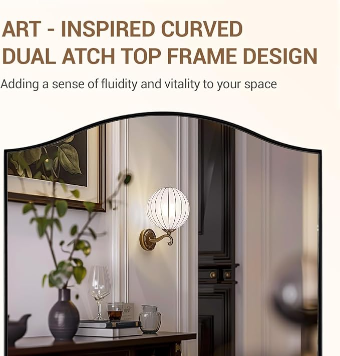 ANDY STAR 24"x36" Bronze Bathroom Mirror, Rectangle Scalloped Wall Mirror in Stainless Steel Metal Frame, Modern Brushed Bronze Finish with Curved Edge Design, Wall-Mount Vertically or Horizontally