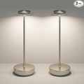 Cordless Rechargeable Table Lamp,LED Portable Touch 5000mAh Battery Operated Table Lights,with Memory Function 3-Level Brightness for Patio, Restaurant, Cafe(2P Silver)