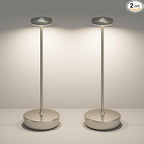 Cordless Rechargeable Table Lamp,LED Portable Touch 5000mAh Battery Operated Table Lights,with Memory Function 3-Level Brightness for Patio, Restaurant, Cafe(2P Silver)