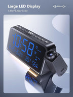 Projection Alarm Clock for Bedroom, Alarm Clock with 350° Rotatable Projector, 5 Brightness, Dual Alarm with Weekday/Weekend Mode, Temp & Humidity, Snooze, Bedside Alarm Clock for Heavy Sleepers(Blue)