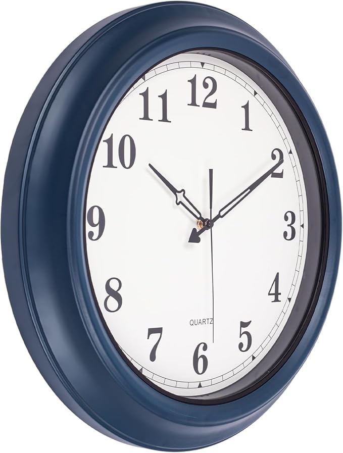 18 Inch Large Wall Clock, Battery Operated Silent Non-Ticking Indoor Outdoor Clock, Vintage Decorative Analog Metal Wall Clock for Living Room, Kitchen, Office, Patio - Blue