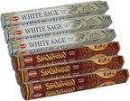 White Sage & Sandalwood Incense Sticks & Holder Bundle Variety Pack from Hem Trumiri Insense Insence