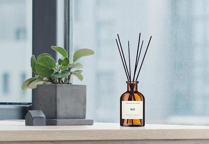 WEALD TRIBE Reed Diffuser Set for Bathroom Air Fresheners, Oil Diffuser Sticks | White Jasmine Scent 4.0 fl oz Home Fragrance with Sticks Defusers | House Bedroom Office Shelf Decor