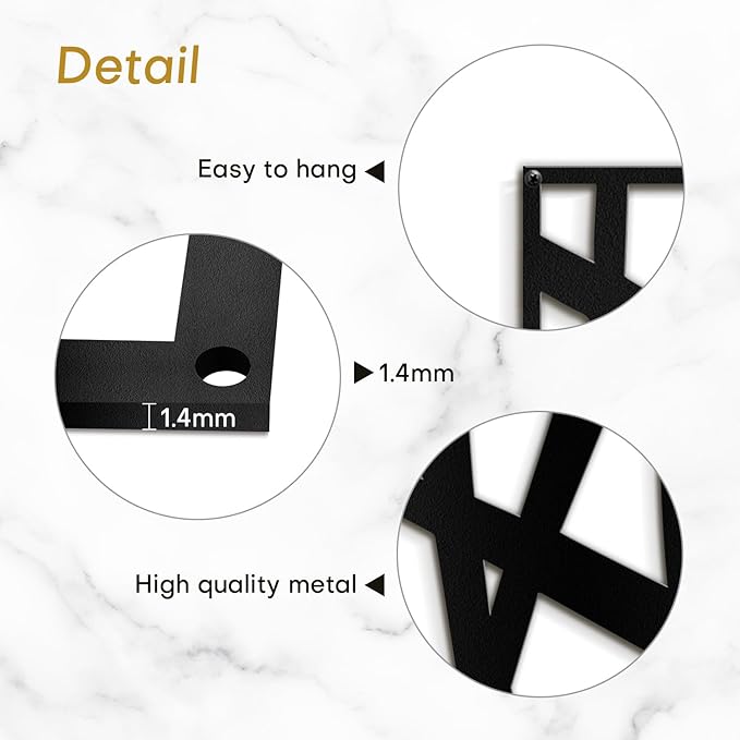 SIGNLEADER Metal Wall Art Decor Abstract Black Line Minimalist Modern Abstract Wall Sculpture Hangings Home Decoration for Living Room, Bedroom, Bathroom, Kitchen, Outdoor - 30" Black