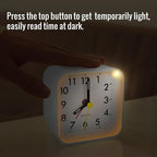 Small White Kids Desk Battery Alarm Clock, Analog Travel Clock, Quieter Bedside Clocks for Bedrooms Bathroom Living Room Kitchen Shelf