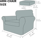 YEMYHOM Latest Checkered 2 Pieces Chair Covers for Living Room High Stretch Thickened Chair Slipcovers with Arms Elastic Armchair Sofa Couch Slipcover Protector (Wine Red), 31"-46"(1 Cushion)