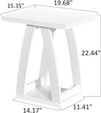 End Tables Living Room, Side Table Beside Sofa, Nightstand for Bedroom, Couch Side Table with Shelf, Modern End Table for Living Room, White End Table Set of 2