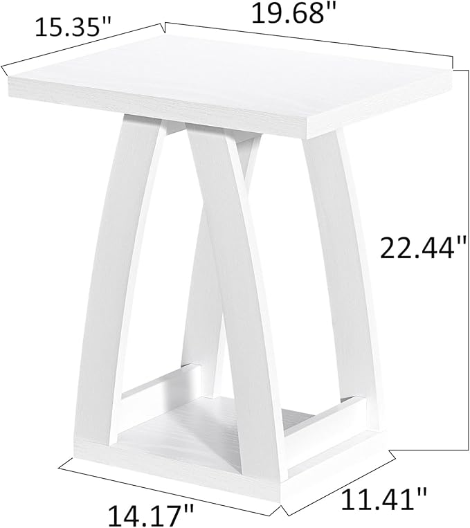 End Tables Living Room, Side Table Beside Sofa, Nightstand for Bedroom, Couch Side Table with Shelf, Modern End Table for Living Room, White End Table Set of 2