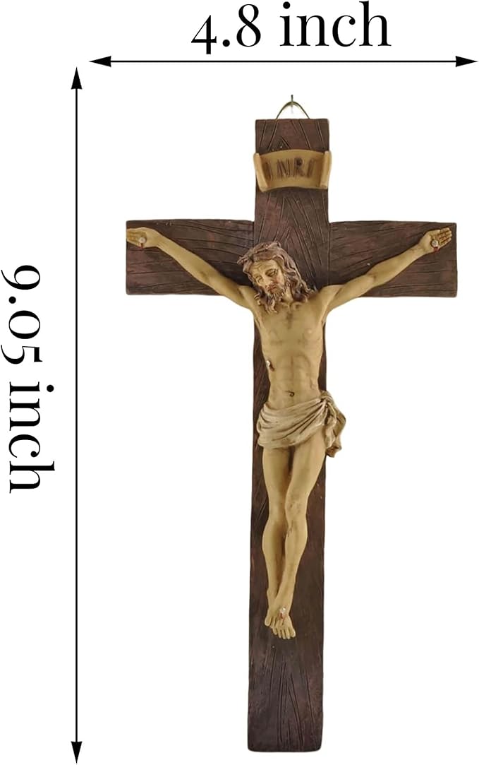 Artisan Flair Crucifix Wall Cross Resin Jesus Cross Statues Catholic Hanging Wall Decor (9.05 Inches)
