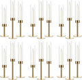 18PCS Gold Candle Sticks Holder in Bulk for Party Table Centerpiece, Metal Candlesticks Sticks Holder with Acrylic lampshade for Wedding Easter Dinner Table Decor Fit 0.78" LED Candle