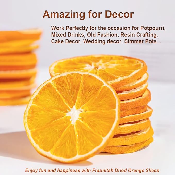 Fraunitsh Dried Orange Slices, Dehydrated Dried Oranges Slices for Cocktails, Garnishes, Cakes, Crafts & Tea Drinks, 3.17oz/90g, No Sugar & No Additives