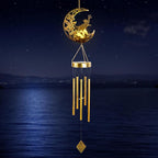 JOBOSI Solar Moon Cat Decorative Light Gift, Solar Moon Cat Decorative Wind Chime with Light, Gifts for Women Mom Grandma, Garden Lawn Decor, Christmas & New Year Gift