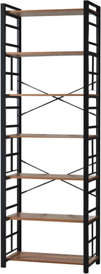 HOMBAZAAR 7 Tier Bookshelf,84 inch Tall Industrial Bookcase with Metal Frame and Open Shelves,Rustic Heavy Duty 7 Shelf Bookcase, Office Book Shelves for Living Room and Bedroom,Brown