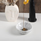Koville Italian Natural Marble Incense Holder, 5inch Incense Holders for Sticks, Sturdy Incense Burner Ash Catcher, Ideal for Meditation, Relaxing, Easy to Clean(Bianco Carrara)