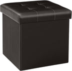 B FSOBEIIALEO Folding Storage Ottoman Cube Footrest Faux Leather for Living Room Seat Chest Brown 12.6"X12.6"X12.6"