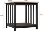 Treocho End Tables Living Room Set of 2, 24 Inch Square Side Table with 2-Tier Storage Shelf, Modern Nightstand for Living Room, Bedroom, Office, Walnut