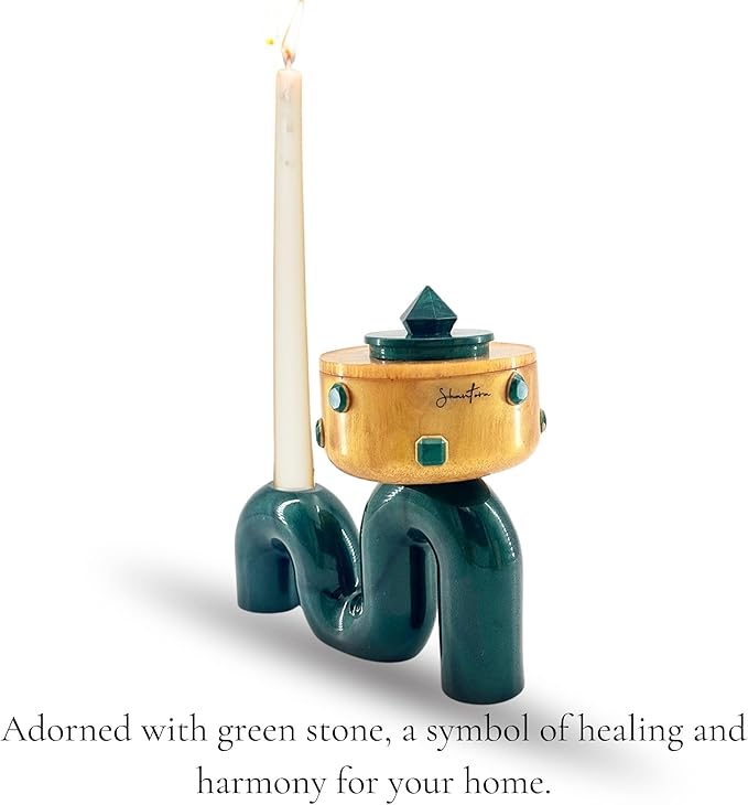 Centerpiece Pedestal Bowl & Candle Holder Stand with Stone Accents – Functional Art for Elevated Living