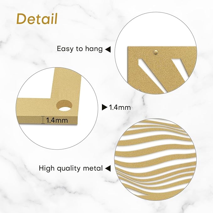 SIGNLEADER Metal Wall Art Decor Moons in Landscape Minimalist Modern Abstract Wall Sculpture Hangings Home Decoration for Living Room, Bedroom, Bathroom, Kitchen, Outdoor - 18" Gold