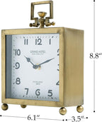 NIKKY HOME Gold Table Clock, Silent Non-Ticking Classic Battery Operated Decorative Mantel Desk Shelf Clock for Living Room Decor