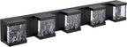 MELUCEE LED Bathroom Lighting Fixtures Over Mirror 5 Lights Black LED Vanity Lighting with Unique Smoke Acrylic Panel Modern Led Bathroom Light Bar, 25W 3000K Warm Lighting