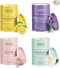 Valentine Candles, Spring Candles Set | Floral Scented Candles Gift Set | 4 Pack Candles for Home Scented Candle,Citrus Lemon Lavender Rose Sage Candle Bulk,Gift Set for Women and Men,Soy Wax 14 oz