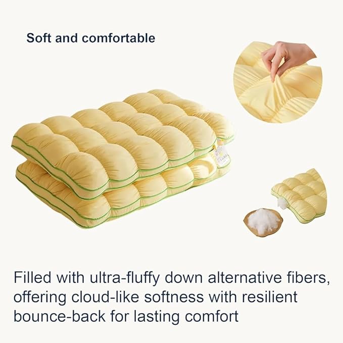Luxury Hotel Pineapple Cloud Pillow, 3 Heights Plush Supportive Pillow for Back Side Sleepers, Machine Washable Premium Fiber Fill Decorative Throw Pillow (White, Low Pillow)