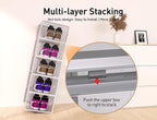 Kuject X-Large Shoe Storage Boxes Organizers Clear Plastic Stackable 12 Pack, Shoe Rack & Holder Substitute, Sneaker Containers, Toy Storage Organizer Bins for Entryway, Closet, Under Bed, Grey