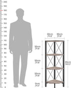 4-Tier Corner Shelf, Corner Bookcase, 43.3" Tall Vertical Display Rack, Plant Stand, Open Storage Shelf, for Living Room, Bedroom, Study, Kitchen, Greige and Black TCJ14BG