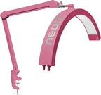 Neatfi Half Moon LED Table Lamp for Estheticians, Nail Tech, and Cosmetician for Manicure Art, Facial, Waxing, Threading and Tattoo, 2500 Lumens, 5 Light Modes (with Clamp, Pink)