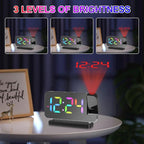 Cabilock Projection Alarm Clock for Bedroom Ceiling, 180° Rotatable Time Projector with 10 Colors RGB Night Light, Digital Led Display Clock with USB Type C Charger Port for Elderly Heavy Sleepers