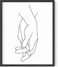 Y2K BOO Holding Hands UNFRAMED Wall Art Interlocking Fingers Connection Continuous Line Drawing 8x10 Inch Heavyweight Paper Modern Studio Decor