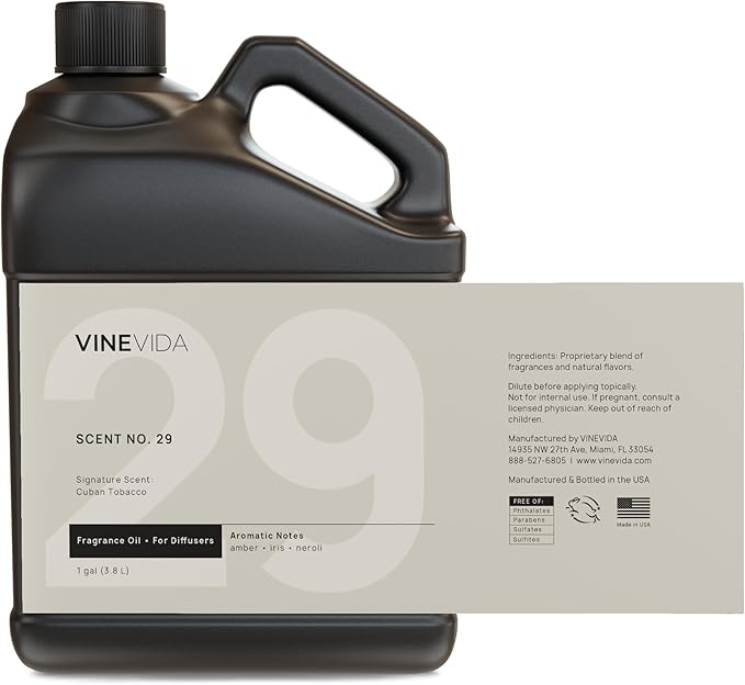 VINEVIDA [128 Fl Oz] Cuban Tobacco Fragrance Oil for Cold Air Diffusers, Essential Oils for Diffuser Oil Refill & Air Freshener Room Spray