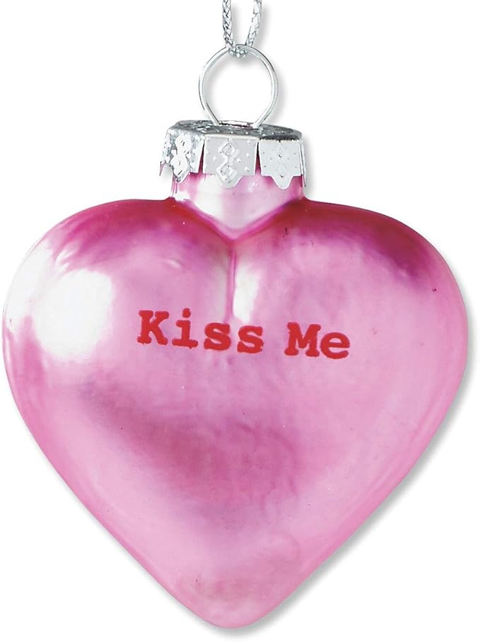 Lillian Vernon Pastel Candy Conversation Hearts Valentines Ornaments - 12-Piece Assortment, Blown Glass, Handcrafted Hanging Tree Decorations, Pastel Heart Holiday & Party Decor, 2.5 in Tall