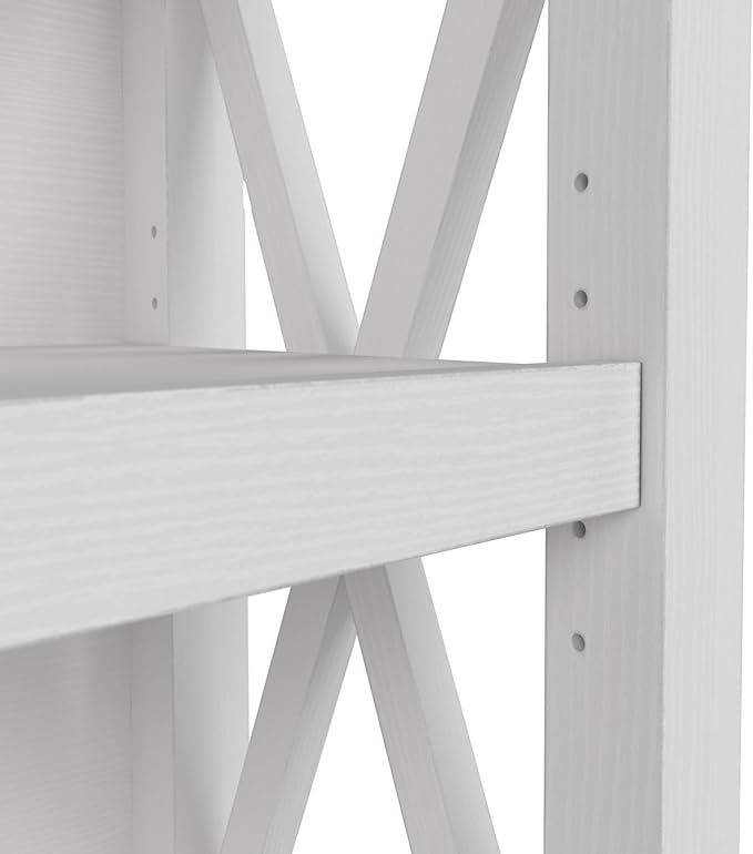 Bush Home Tall 5 Shelf Bookcase for Living Room or Home Office, Large Bookshelf, Modern Farmhouse Style, Key West Collection, Pure White Oak