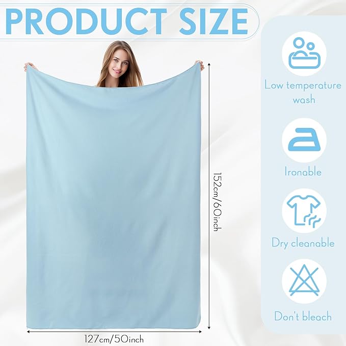 Shimeyao 24 Packs Fleece Throw Blanket Soft Warm Lightweight Fleece Blanket Cozy Throw Bulk for Bed Couch Sofa Home Office Wedding Gifts Suitable for Seasons, 50 x 60 Inches(Powder Blue)