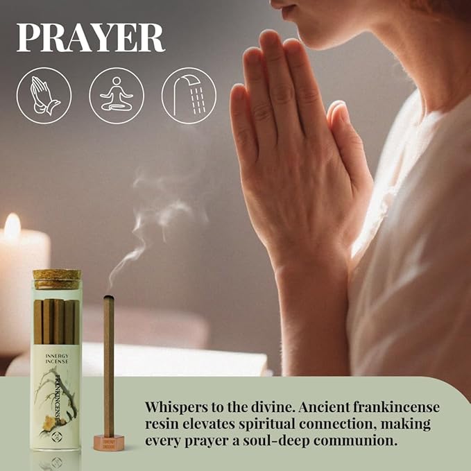 Frankincense Incense Sticks Charcoal-Free Purifying - Natural Sacred Scent for Meditation, Prayer & Spiritual Cleansing - New Year & Housewarming Gift Set