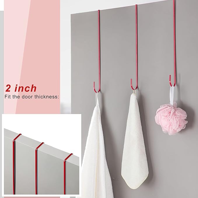 Hotop 15 Inch 6 Pcs Wreath Hangers for Front Door Over The Door Hanger Hooks Steel Wreath Doors Hangers Clothes Towel Hooks Holder for Christmas Halloween Front Decorations Welcome Sign(Red)
