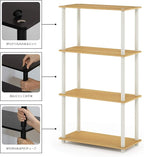 Furinno Turn-N-Tube 4-Tier Multipurpose Shelf Display Rack, Round Tubes, Blonde Maple/White