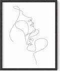 Y2K BOO Minimalist Face to Face UNFRAMED Wall Art Two Portraits Continuous Line Drawing 16x20 Inch Heavyweight Paper Modern Aesthetic Studio Decor