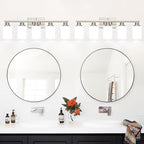 5-Light Vanity Light with Milky White Shades, Brushed Nickle Bathroom Lighting Fixtures Over Mirror, Modern Bathroom Wall Lamp for Mirror Living Room Cabinet Bedroom