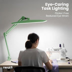 Neatfi XL Nail Desk Lamp with Clamp, 2200 Lumens, 20-Inch Wide Head, Dimmable 4 Levels, 6500K, LED Task Light for Manicure Table, Crafts, Workbench, Office (Non-CCT, Midnight Green)