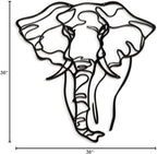 SIGNLEADER Metal Wall Art Decor Elephant Minimalist Modern Abstract Wall Sculpture Hangings Home Decoration for Living Room, Bedroom, Bathroom, Kitchen, Outdoor - 36" Black