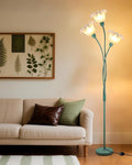 Lightdot Vintage Flower Floor Lamp for Living Room Modern Standing Lamp with DIY Flexible Branch Pole Spring Green Cute Floral Floor Lamps for Girls' Bedroom/Sofa Beside/Corner Decor(Bulbs Included)