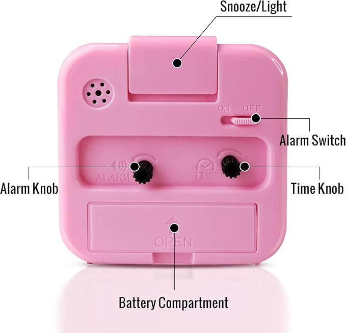 Small Pink Kids Desk Alarm Clock, Analog Travel Battery Operated Clock,Quieter Bedside Clocks for Girls' Bedrooms Bathroom Living Room Kitchen Shelf Clocks